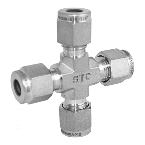 Stainless Steel Cross Union Compression Tube Fitting